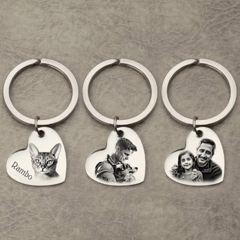 Custom Keychain with Photo,Cat Picture Keychain,Personalized Dog Memorial Gifts,Keychain Your Name, Father Boyfriend Gift