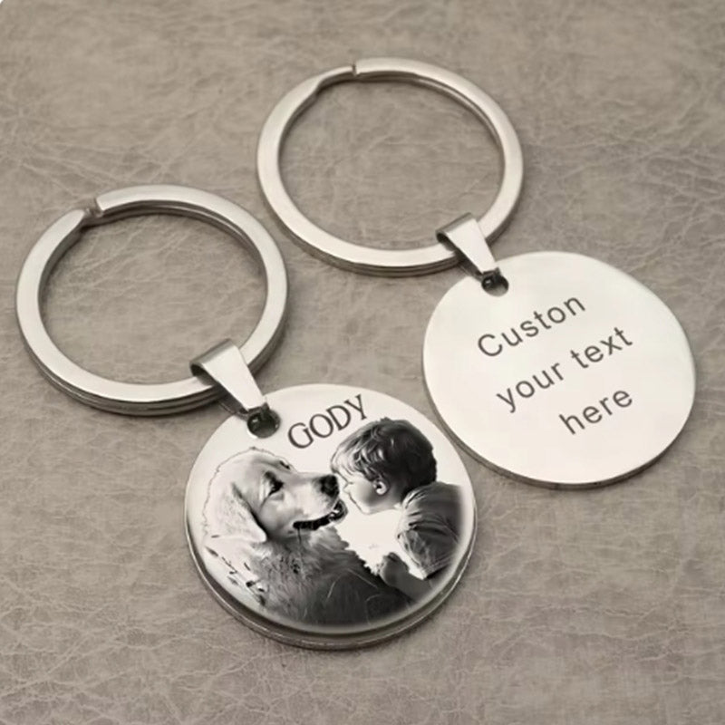 Custom Keychain with Photo,Cat Picture Keychain,Personalized Dog Memorial Gifts,Keychain Your Name, Father Boyfriend Gift
