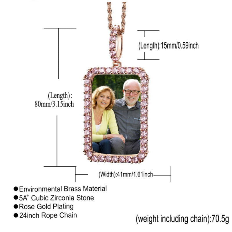 DIY Customized Photos Hiphop Necklace Birthday Photo Frame Pendant