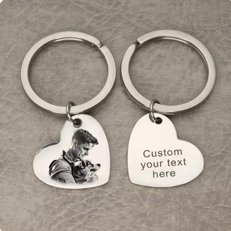 Custom Keychain with Photo,Cat Picture Keychain,Personalized Dog Memorial Gifts,Keychain Your Name, Father Boyfriend Gift