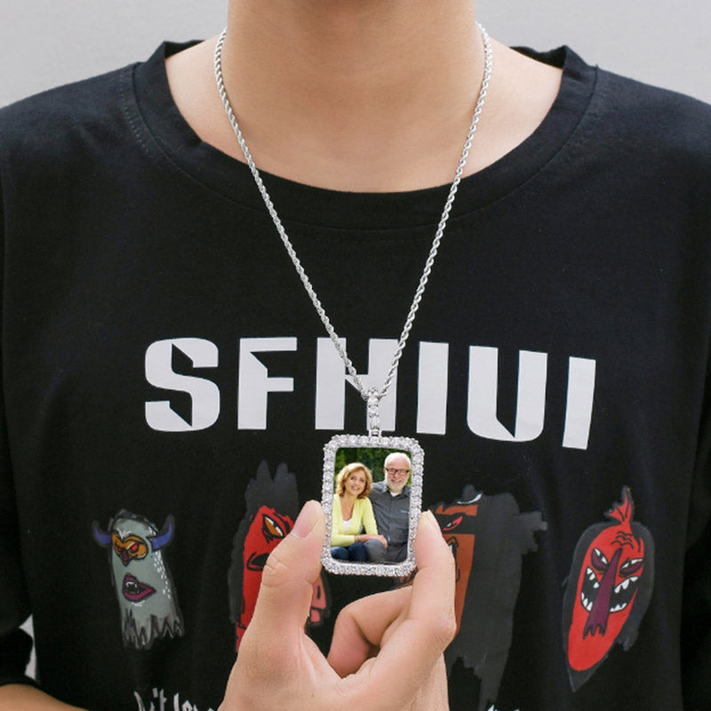 DIY Customized Photos Hiphop Necklace Birthday Photo Frame Pendant