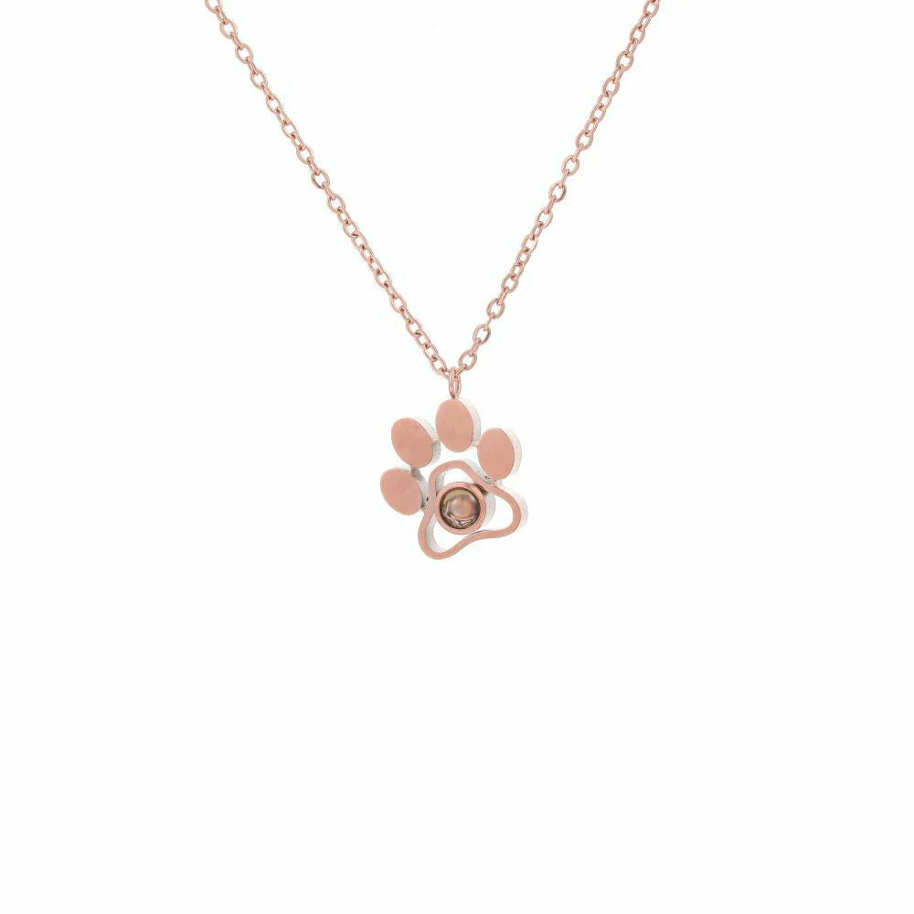 18K Gold-Plated Projection Claw Pendant Necklace with Personalized Hidden Photo/Text