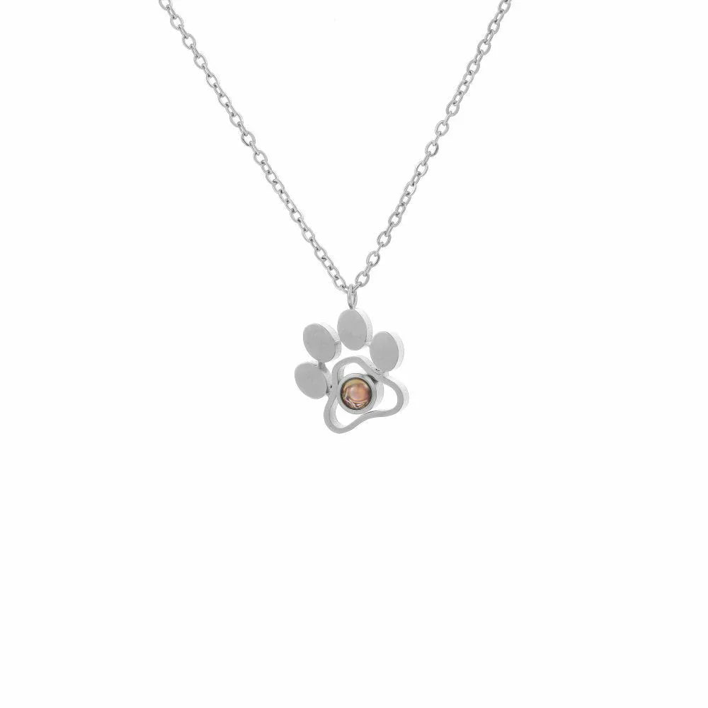 18K Gold-Plated Projection Claw Pendant Necklace with Personalized Hidden Photo/Text