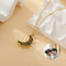 18K Gold-Plated Projection Moon Pendant Necklace with Personalized Hidden Photo/Text
