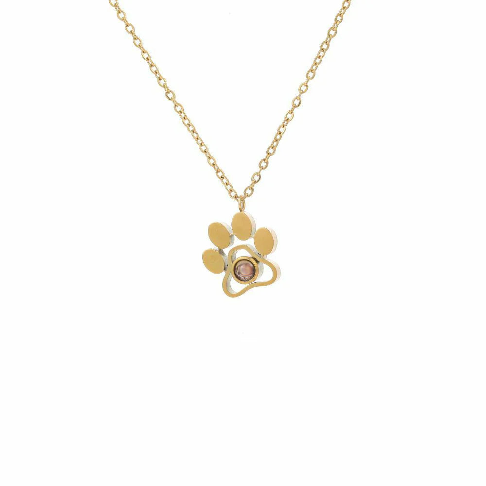 18K Gold-Plated Projection Claw Pendant Necklace with Personalized Hidden Photo/Text