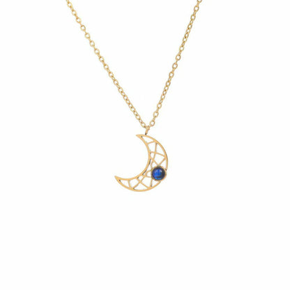 18K Gold-Plated Projection Moon Pendant Necklace with Personalized Hidden Photo/Text