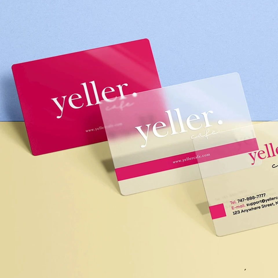 100-500PCS Custom Transparent PVC Business Card Colorful Printing Personalized LOGO Text Thank You Card Free DESIGN 0.38mm