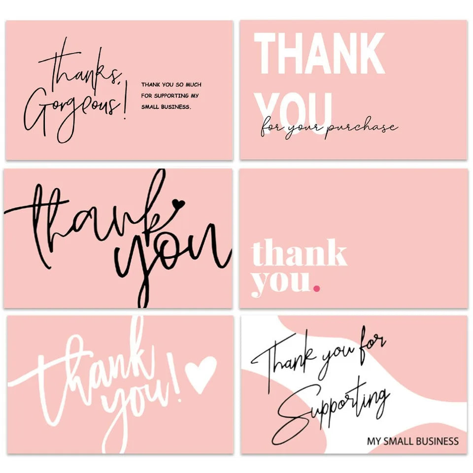 50PCS Small Business Thank You Cards Wedding Gift Card HK02 Design for Gratitude Expressions Business Stationery