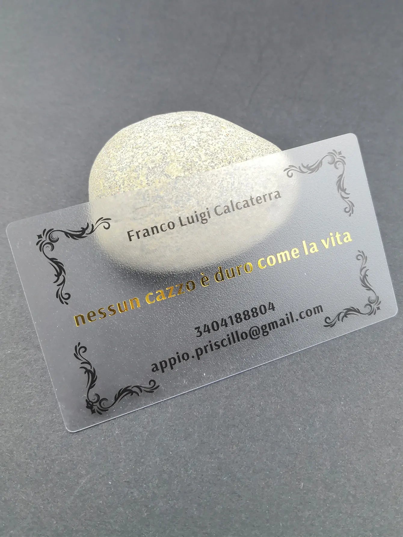 100pcs 9x5.1cm Frosted Transparent Plastic PVC Business Card with Golden Foil Hot Stamped Logo Text