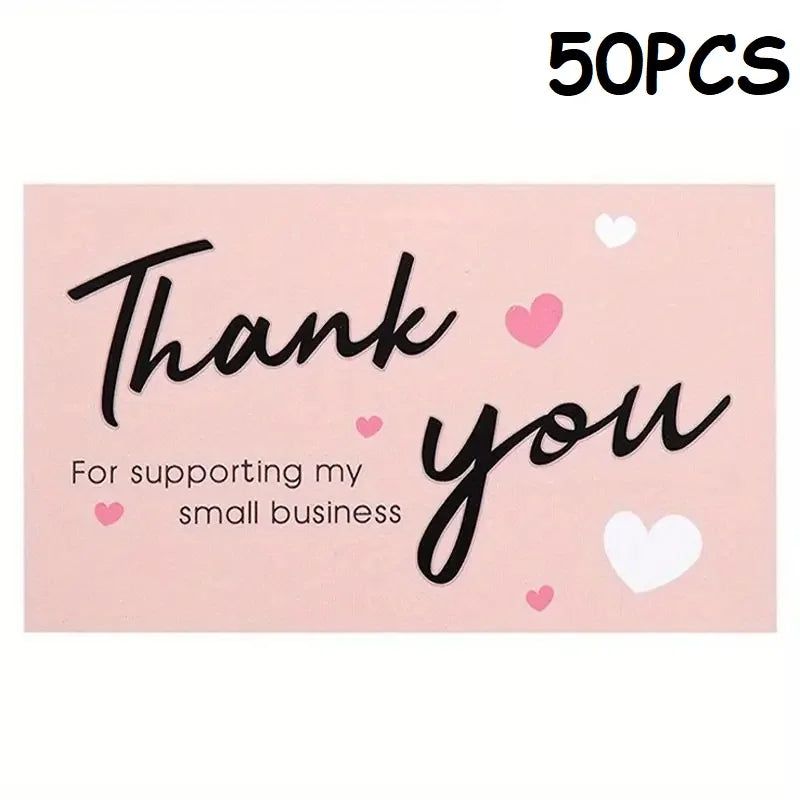50PCS Small Business Thank You Cards Wedding Gift Card HK02 Design for Gratitude Expressions Business Stationery