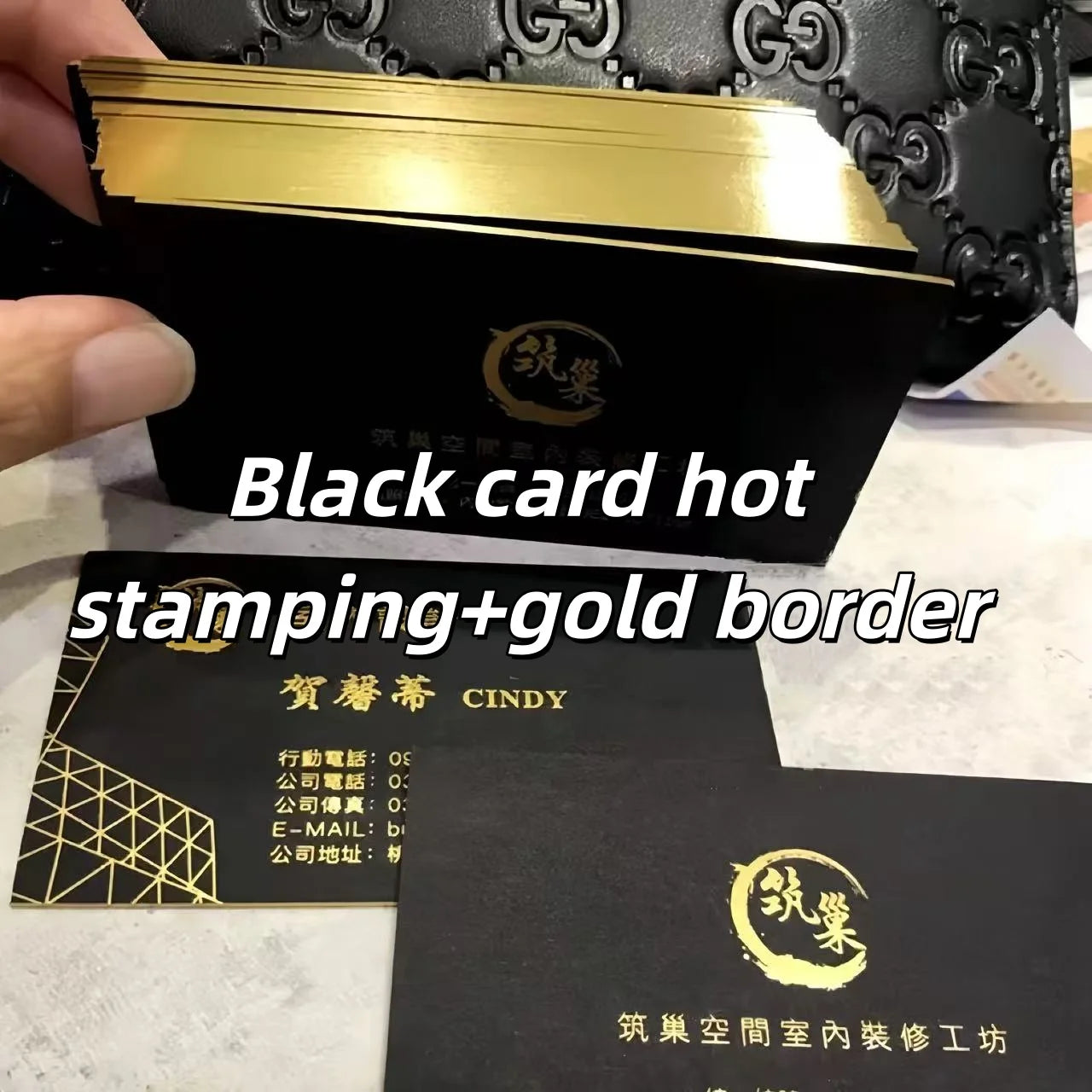 Customized High-End Black Gold Stamped Business Card Production with Creative Thickened Gold Embossed Special Paper Design