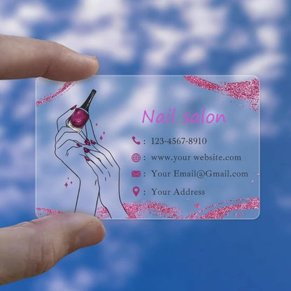 100/200/500 PCS Transparent PVC Business Card Colorful Printing Personalized LOGO Text Thank You Card Free DESIGN 0.38mm