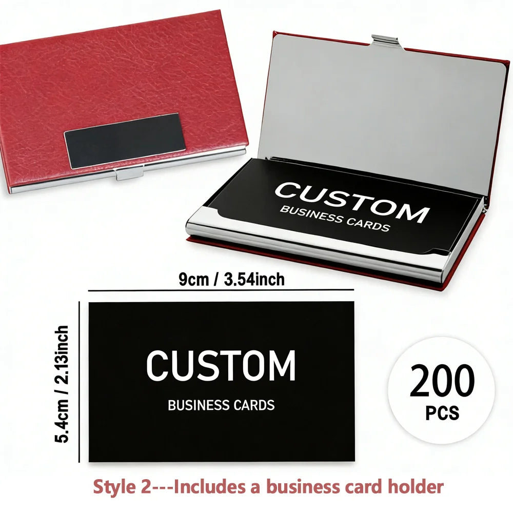100pcs Customizable Cards, Personalized Business Cards with Acrylic Storage Box, Waterproof Thank You Invitations