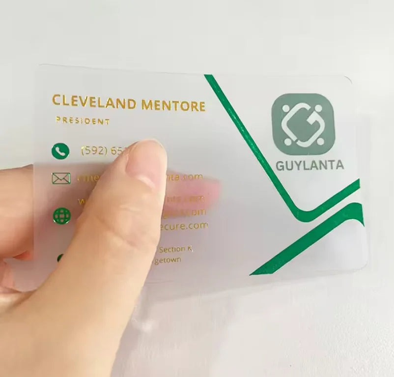 Customized luxury transparent plastic business cards, hot stamping, unique frosted PVC cards