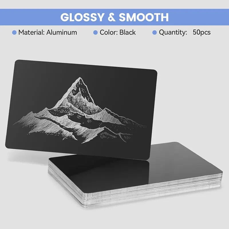 50/100pcs Blank Engraved Custom Visiting Name Cards Laser Engraving Mark Aluminium Alloy Metal Sheet Business Cards