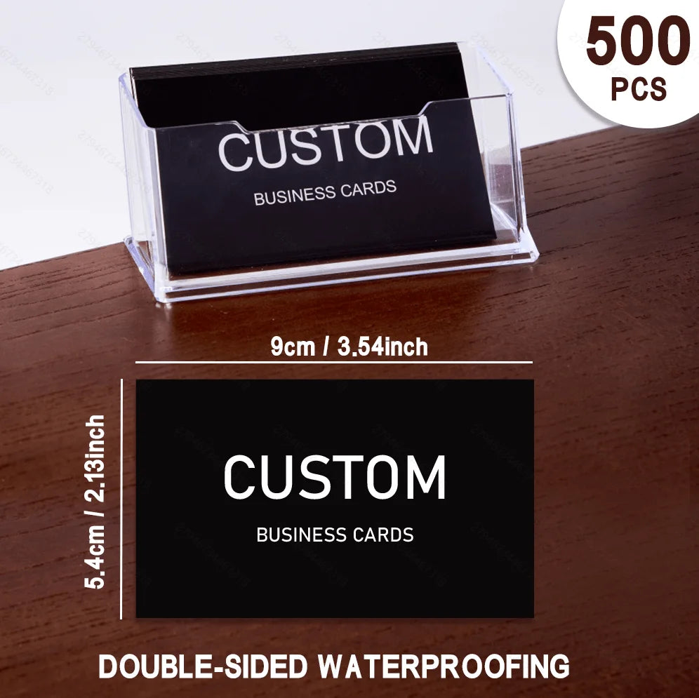 100pcs Customizable Cards, Personalized Business Cards with Acrylic Storage Box, Waterproof Thank You Invitations