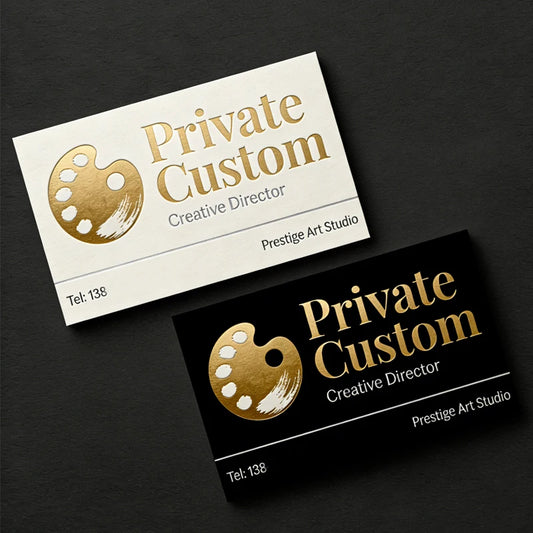 100pcs Custom Cotton Paper Business Cards Luxury Hot Stamping Gold Silver Foil UV Printing Personalized Logo Name Card