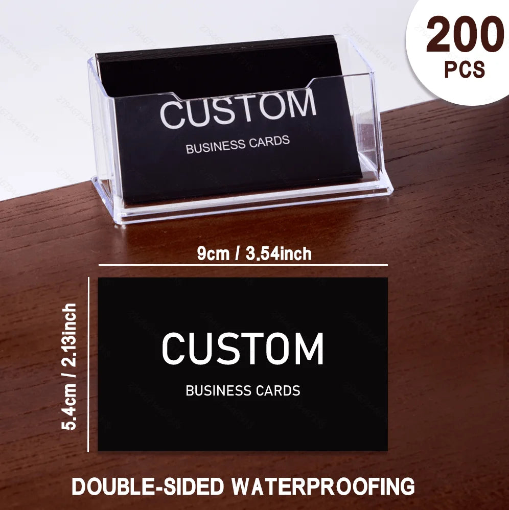 100pcs Customizable Cards, Personalized Business Cards with Acrylic Storage Box, Waterproof Thank You Invitations