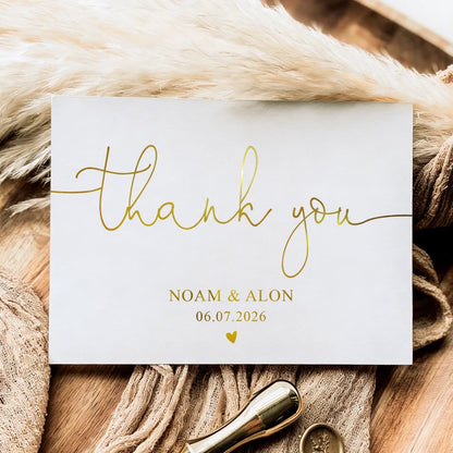 100PCS Personalized Thank You Card with Foil, Customizable Thank You Card for Wedding Thank You Card, Business Thank You Card