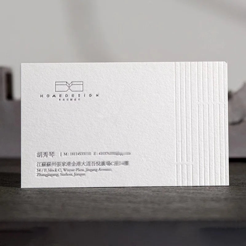 Custom business cards 3D cotton paper double-sided printing business cards Embossed logo printing paper cards Debossed logo