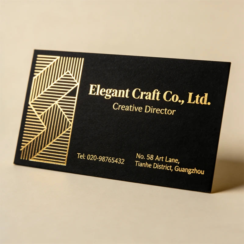 Customized black card, cotton paper, gold foil, high-end business card production, embossed business card
