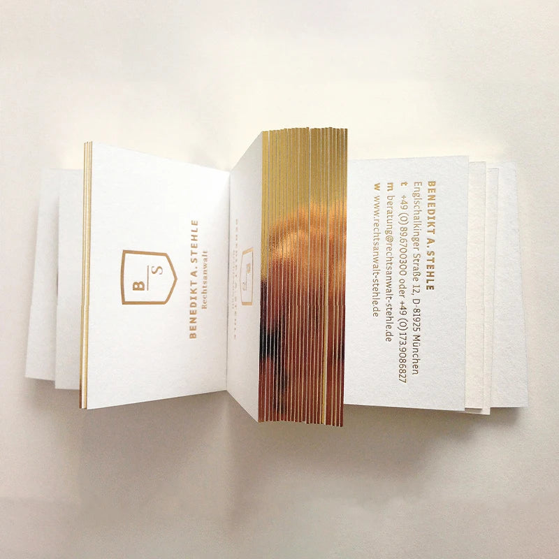 200PCS Customisable Colored Holographic Rainbow Gold Edge Business Card with Foil Logo Visiting Card in Cardboard Material