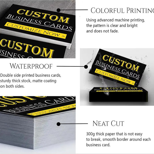 Custom Business Cards Add Photo/LOGO/Text Personalized Business Cards for Small Business 300gsm Matte Paper Front & Back Sides