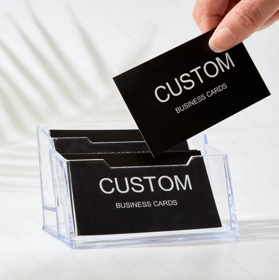 100pcs Customizable Cards, Personalized Business Cards with Acrylic Storage Box, Waterproof Thank You Invitations