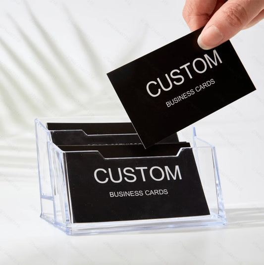 100pcs Customizable Cards, Personalized Business Cards with Acrylic Storage Box, Waterproof Thank You Invitations