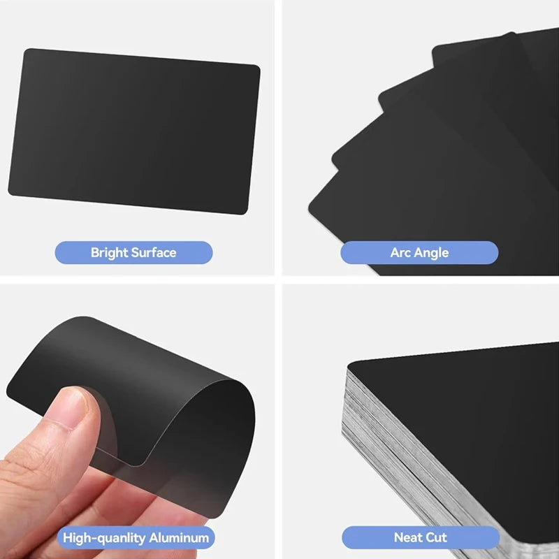 50/100pcs Blank Engraved Custom Visiting Name Cards Laser Engraving Mark Aluminium Alloy Metal Sheet Business Cards