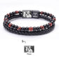 Personalized Men Photo Bracelets with Beads Custom 2 Name Engraved Magnet Bracelets