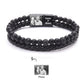 Personalized Men Photo Bracelets with Beads Custom 2 Name Engraved Magnet Bracelets