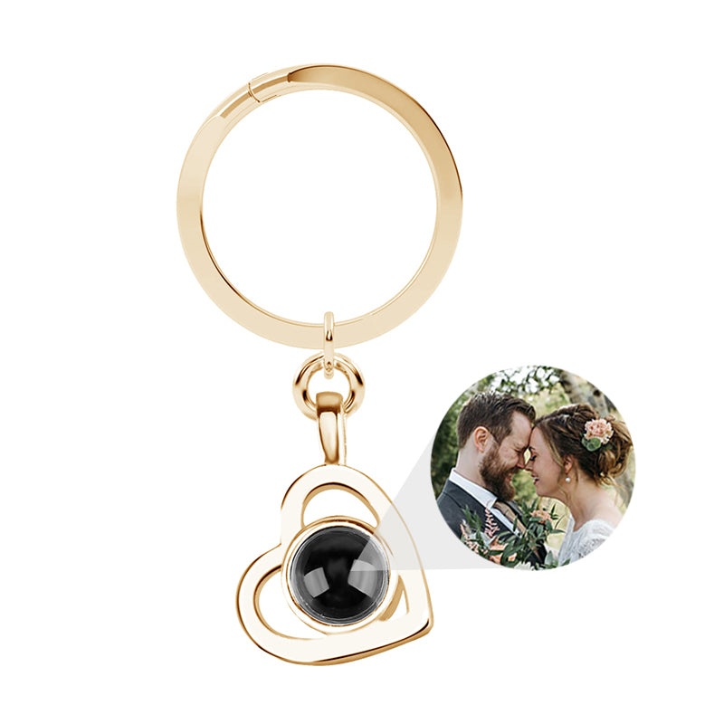 Personalized Photo Projection Keychain Custom Heart Photo Keyring Projection Keychain