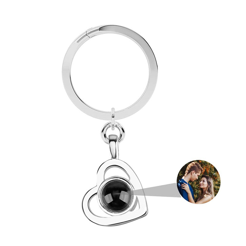 Personalized Photo Projection Keychain Custom Heart Photo Keyring Projection Keychain