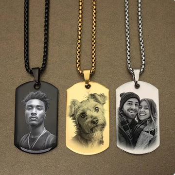 Personalized Custom Photo and Message Necklace Pendant Keychain Dog tag