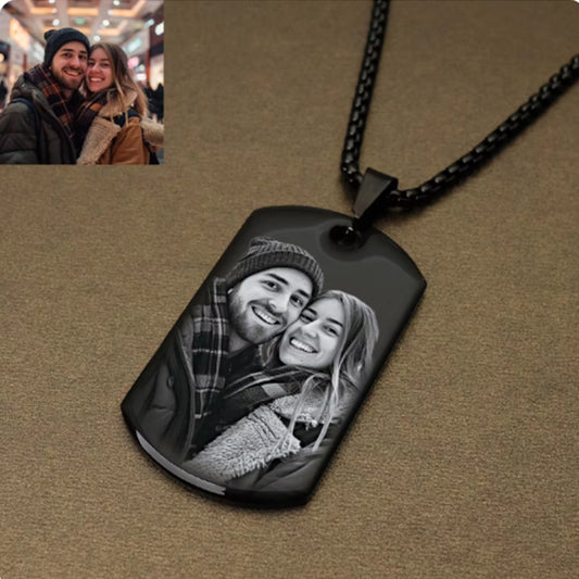 Personalized Custom Photo and Message Necklace Pendant Keychain Dog tag
