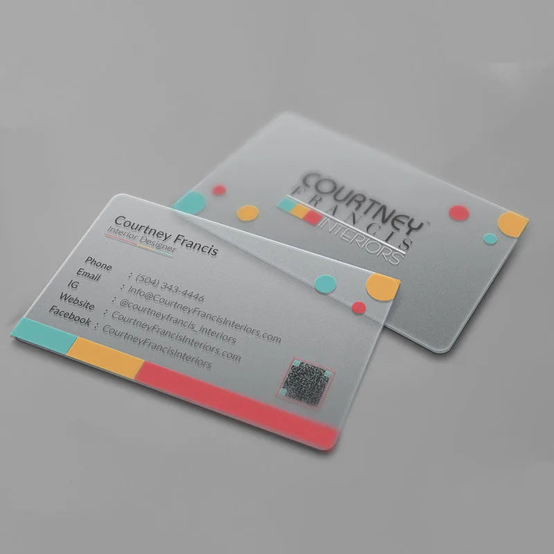 100PCS Custom Transparent PVC Business Card Colorful Printing Personalized LOGO Text Thank You Card Free DESIGN 0.38mm