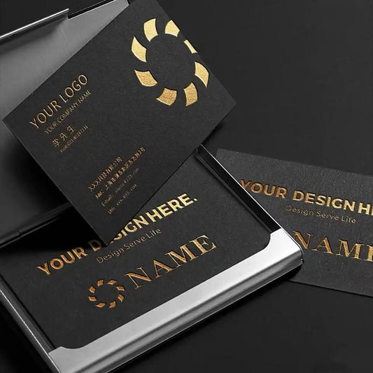 Customized High-End Black Gold Stamped Business Card Production with Creative Thickened Gold Embossed Special Paper Design