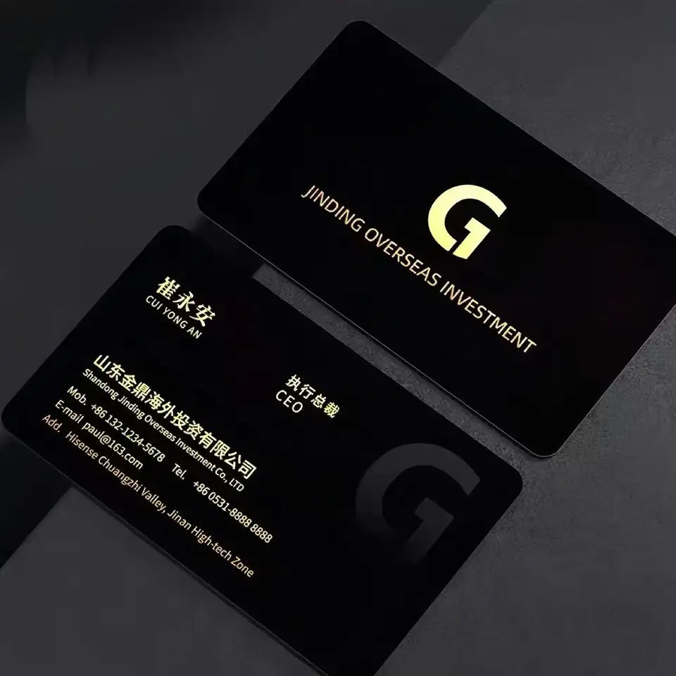 Customized High-End Black Gold Stamped Business Card Production with Creative Thickened Gold Embossed Special Paper Design