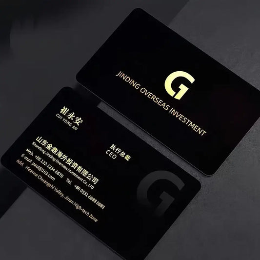 Customized High-End Black Gold Stamped Business Card Production with Creative Thickened Gold Embossed Special Paper Design