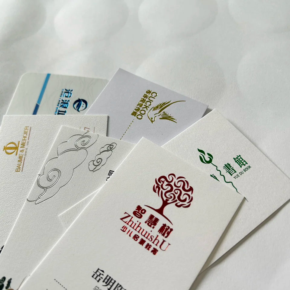 300g Custom Gold Foil Business Cards – Hot Stamped Logo, Name & Thank You Cards
