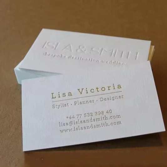 100pcs Custom Cotton Paper Business Cards Luxury Hot Stamping Gold Silver Foil UV Printing Personalized Logo Name Card