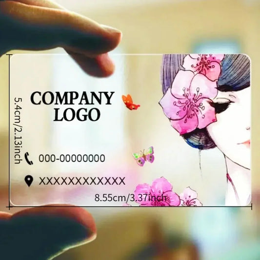 200pcs 500pcs Custom Transparent Pvc Card Plastic Identity Waterproof For Business Visit Round Corners One Side Add White Ink
