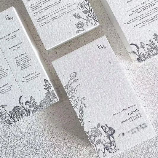 100Pcs Custom Business Cards 3D Texture Paper Wedding Invitation Cards Debossed Embossed 600gsm Cotton Paper Thank You Card