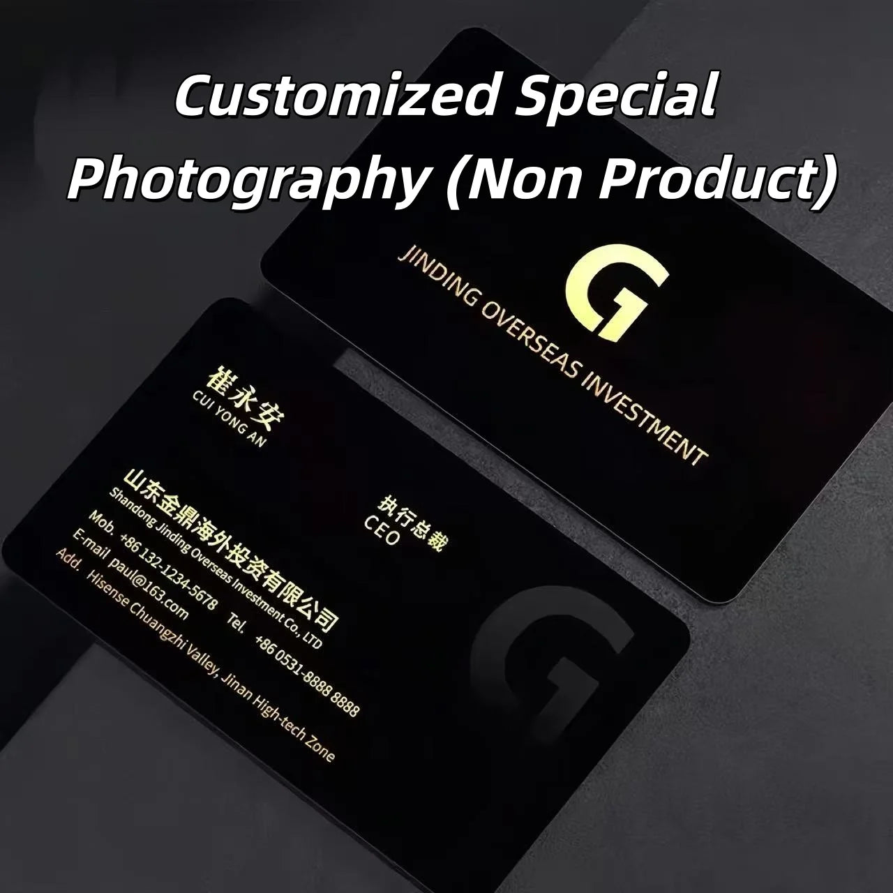 Customized High-End Black Gold Stamped Business Card Production with Creative Thickened Gold Embossed Special Paper Design