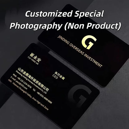 Customized High-End Black Gold Stamped Business Card Production with Creative Thickened Gold Embossed Special Paper Design