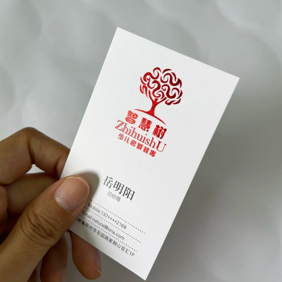 300g Custom Gold Foil Business Cards – Hot Stamped Logo, Name & Thank You Cards