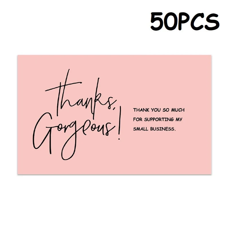 50PCS Small Business Thank You Cards Wedding Gift Card HK02 Design for Gratitude Expressions Business Stationery