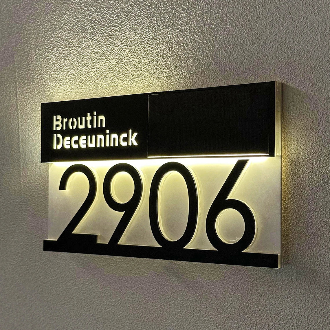 Custom Door Number Signs Modern Street Sign With LED Light & RC