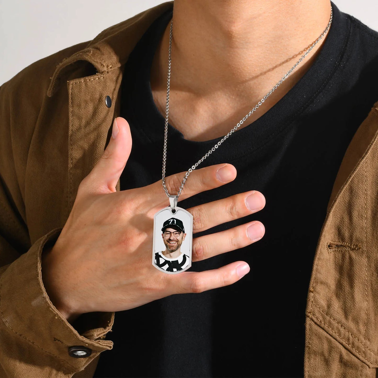 Men Personalize Engrave Name Custom The Photo of Family Pendant Necklaces